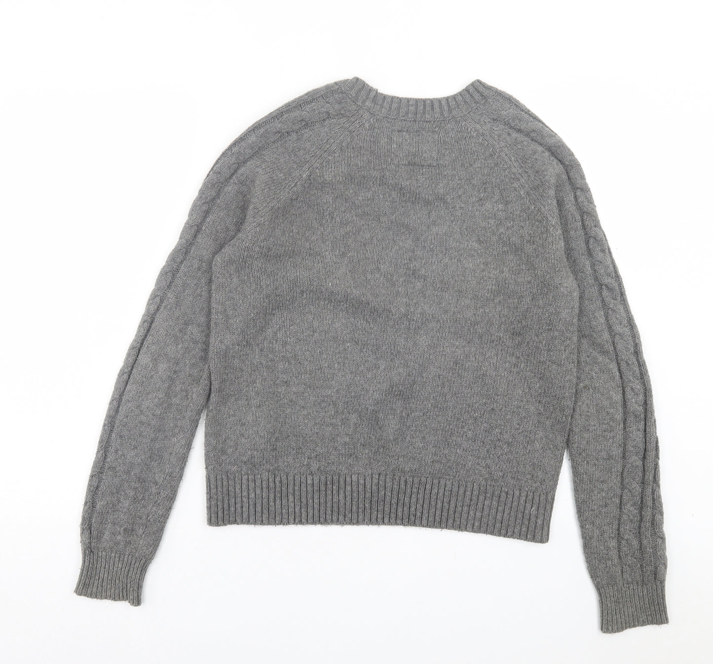 Abercrombie & Fitch Womens Grey Crew Neck Geometric Acrylic Pullover Jumper Size S