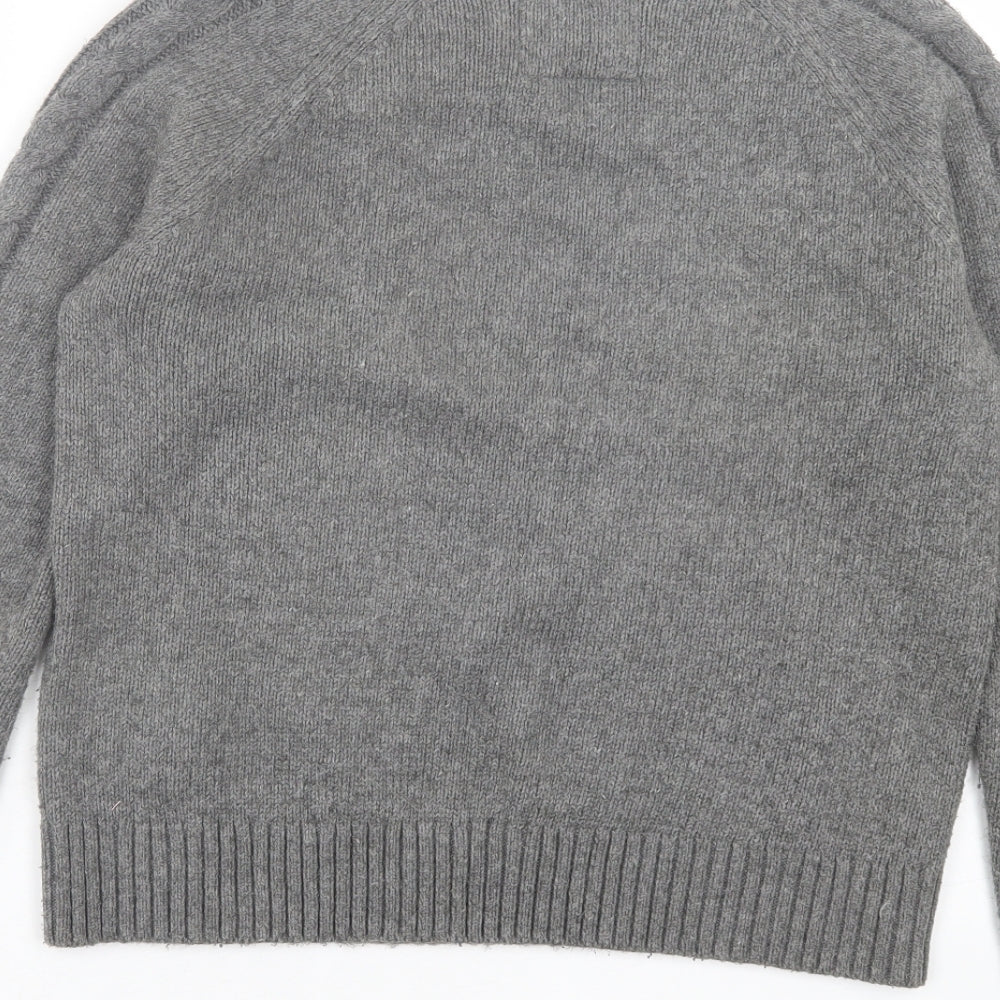 Abercrombie & Fitch Womens Grey Crew Neck Geometric Acrylic Pullover Jumper Size S