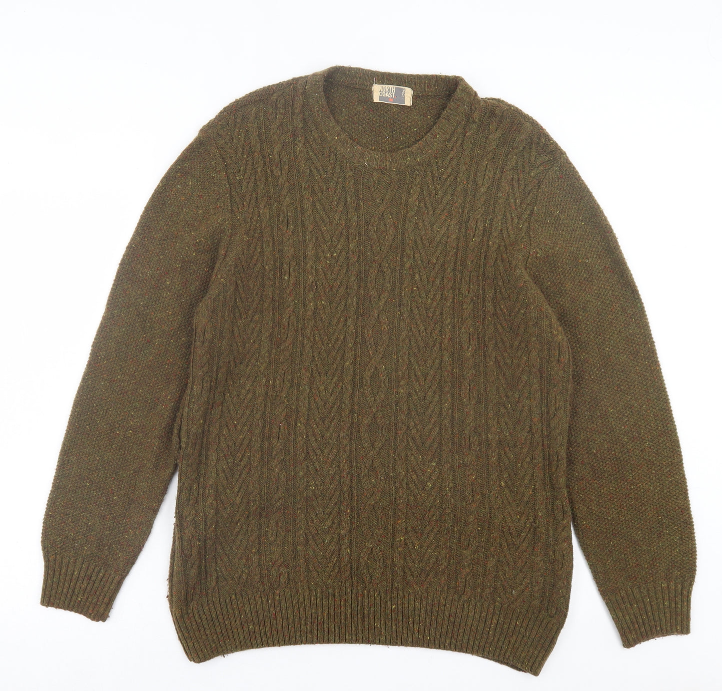 Marks and Spencer Mens Green Crew Neck Acrylic Pullover Jumper Size L