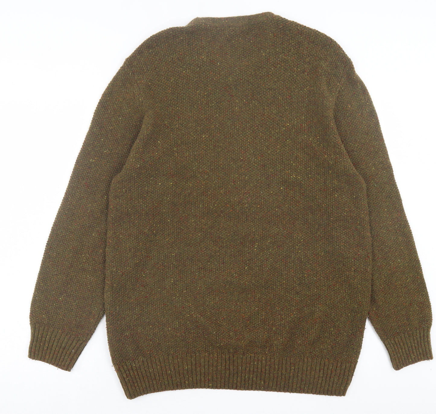 Marks and Spencer Mens Green Crew Neck Acrylic Pullover Jumper Size L