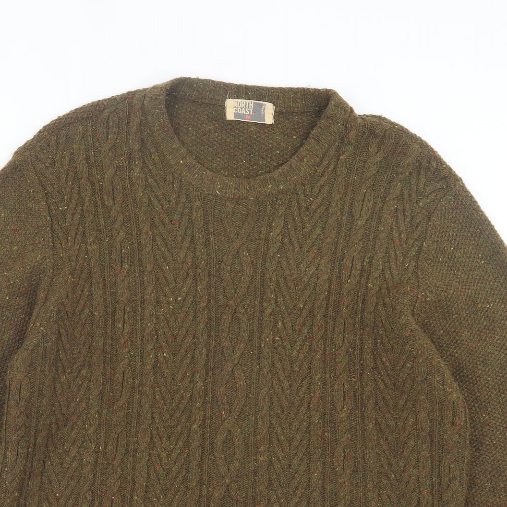 Marks and Spencer Mens Green Crew Neck Acrylic Pullover Jumper Size L