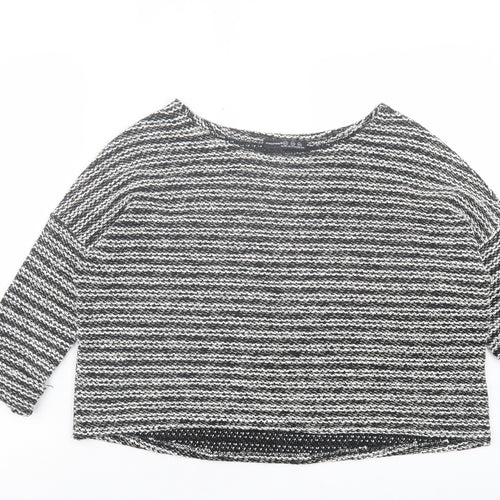 Atmosphere Womens Black Boat Neck Striped Acrylic Pullover Jumper Size XS