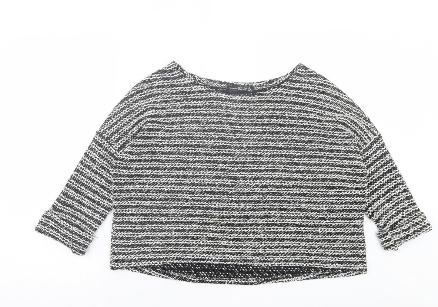 Atmosphere Womens Black Boat Neck Striped Acrylic Pullover Jumper Size XS