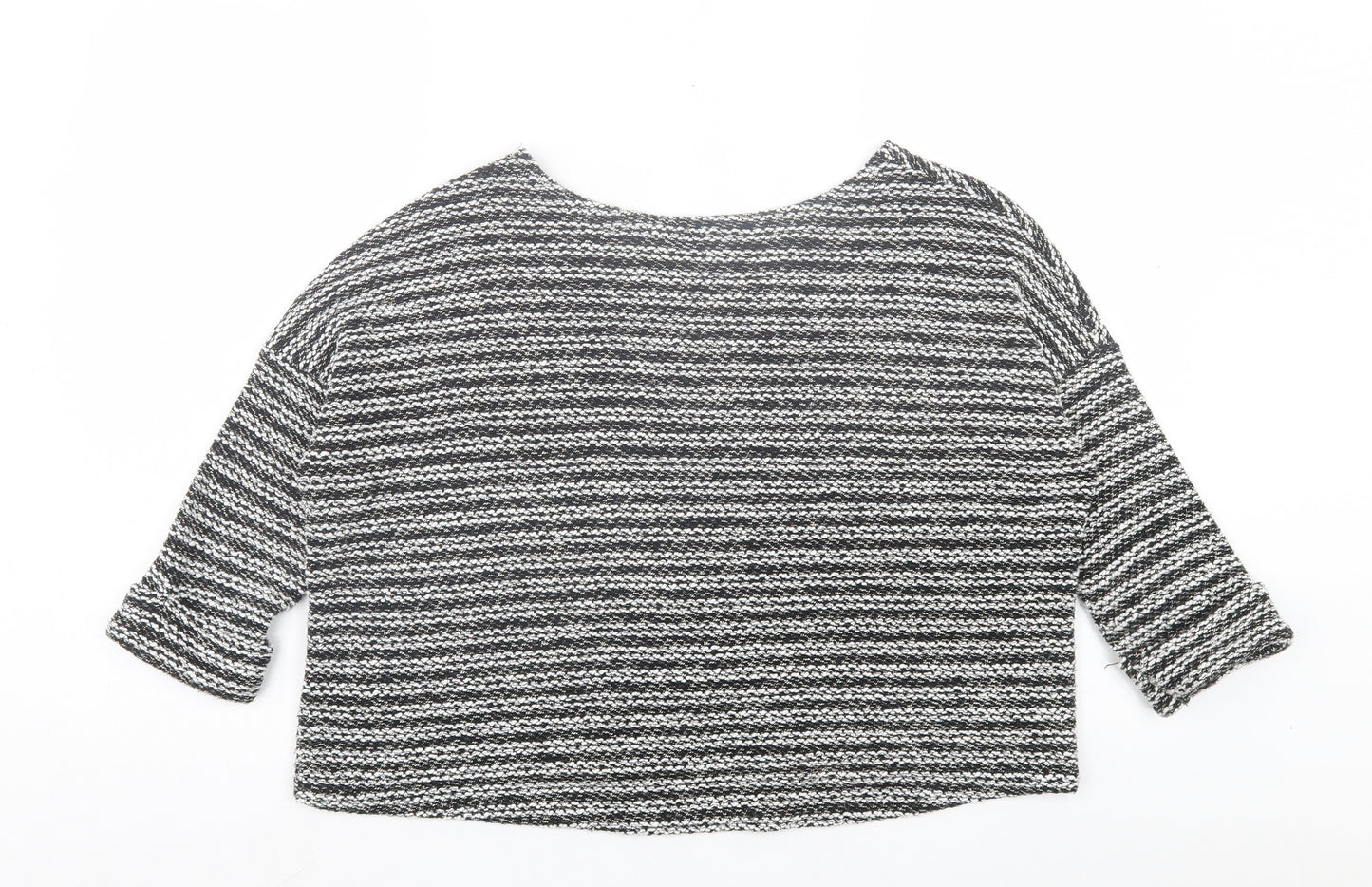Atmosphere Womens Black Boat Neck Striped Acrylic Pullover Jumper Size XS