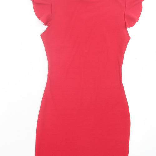 PRETTYLITTLETHING Womens Red Polyester Bodycon Size 6 Round Neck Pullover