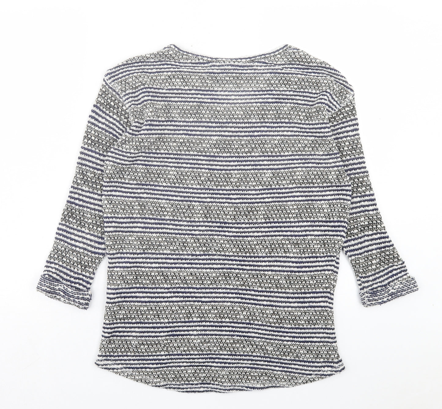 NEXT Womens Black Scoop Neck Striped Cotton Pullover Jumper Size 8