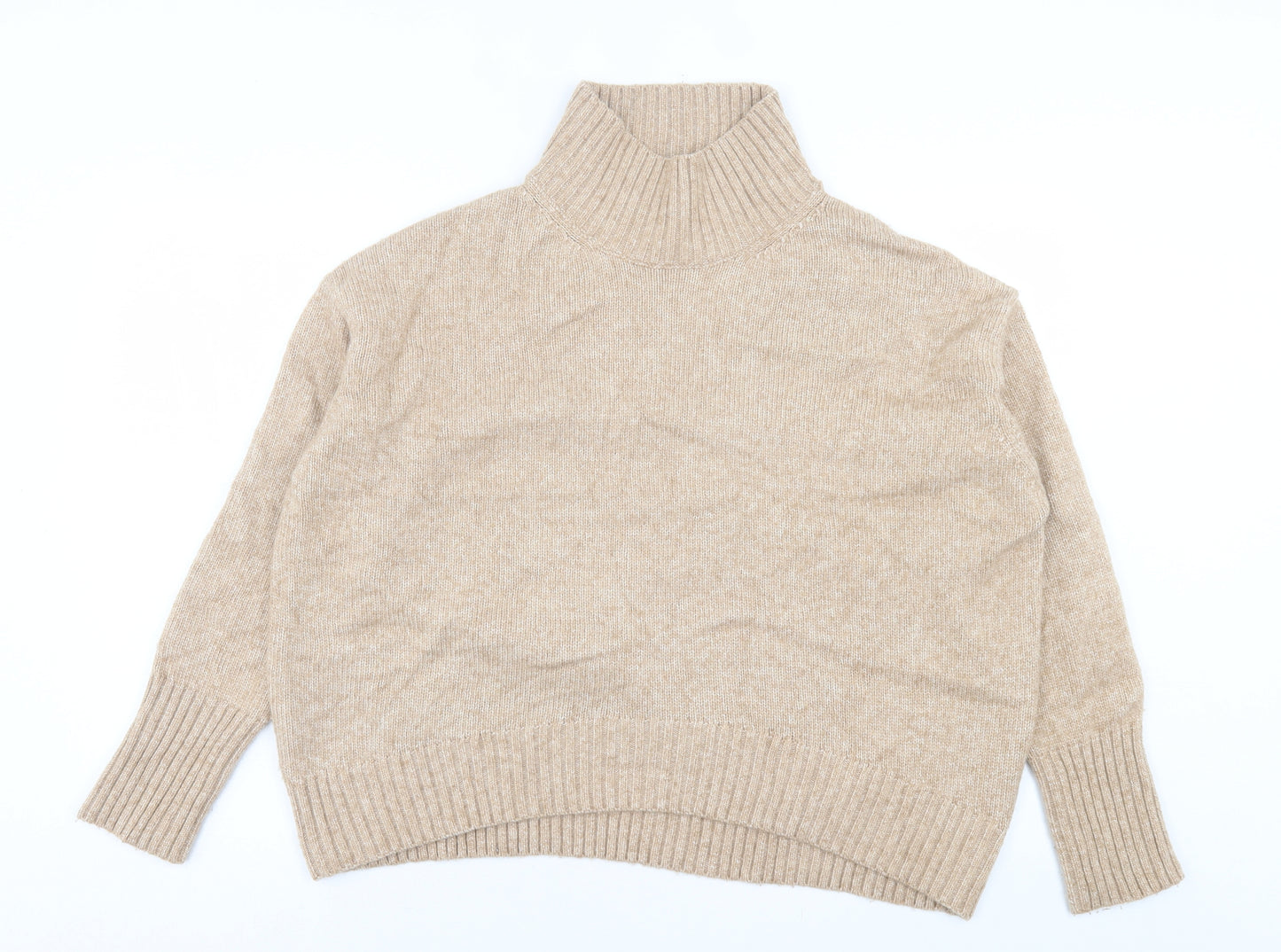 H&M Womens Brown High Neck Polyamide Pullover Jumper Size S