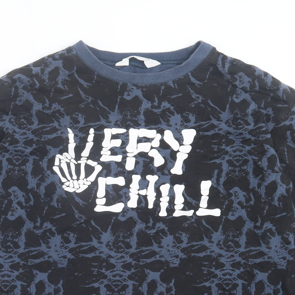 H&M Boys Blue Geometric Cotton Pullover Sweatshirt Size 10-11 Years Pullover - Very Chill
