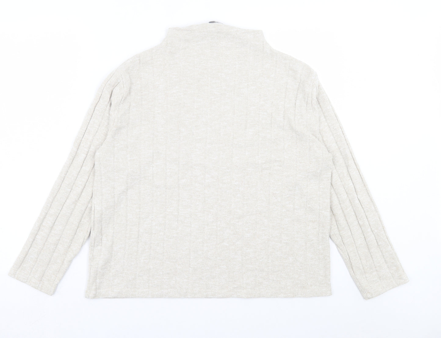 Marks and Spencer Womens Beige High Neck Viscose Pullover Jumper Size 16