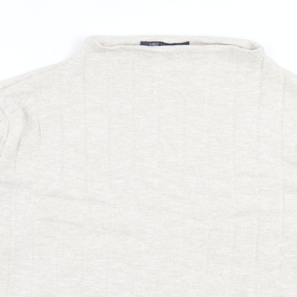 Marks and Spencer Womens Beige High Neck Viscose Pullover Jumper Size 16