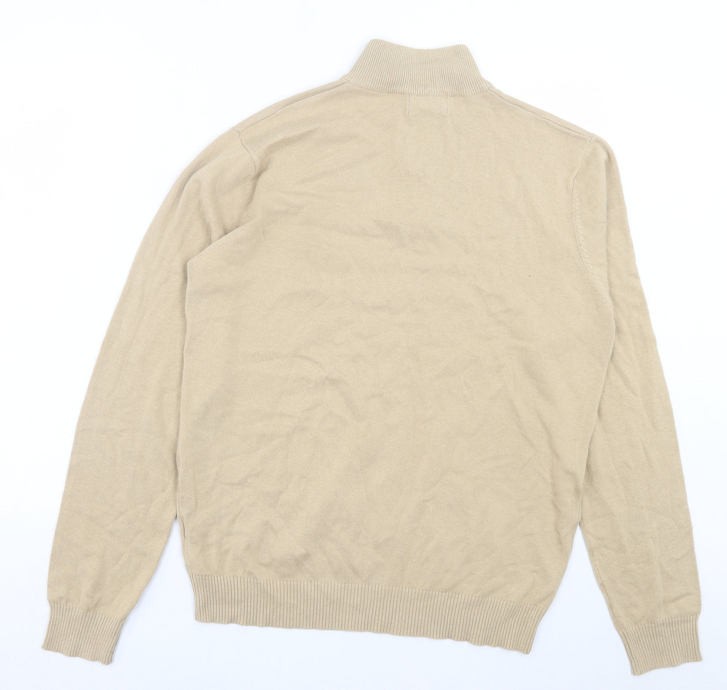 Boohoo Mens Beige High Neck Cotton Pullover Jumper Size L