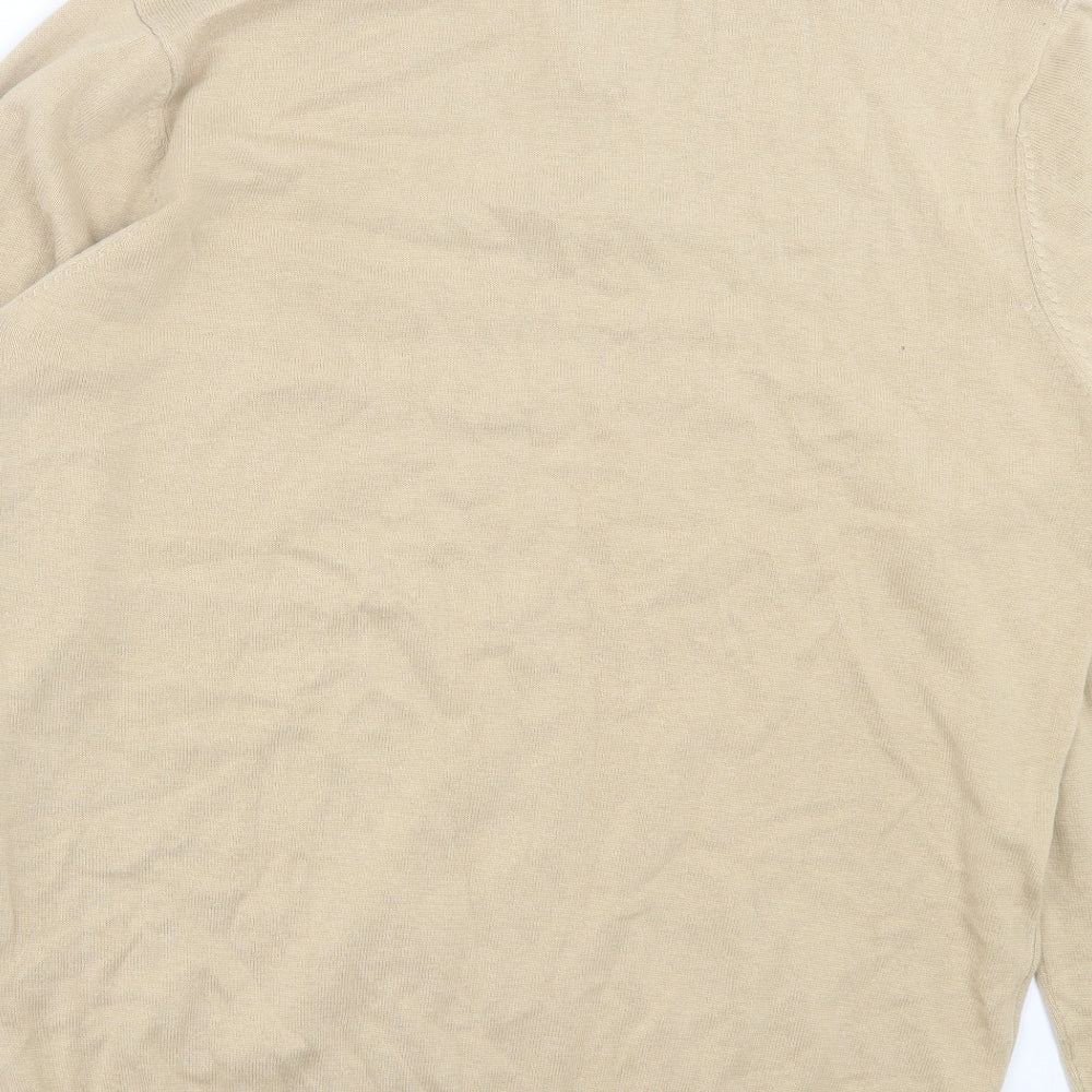 Boohoo Mens Beige High Neck Cotton Pullover Jumper Size L