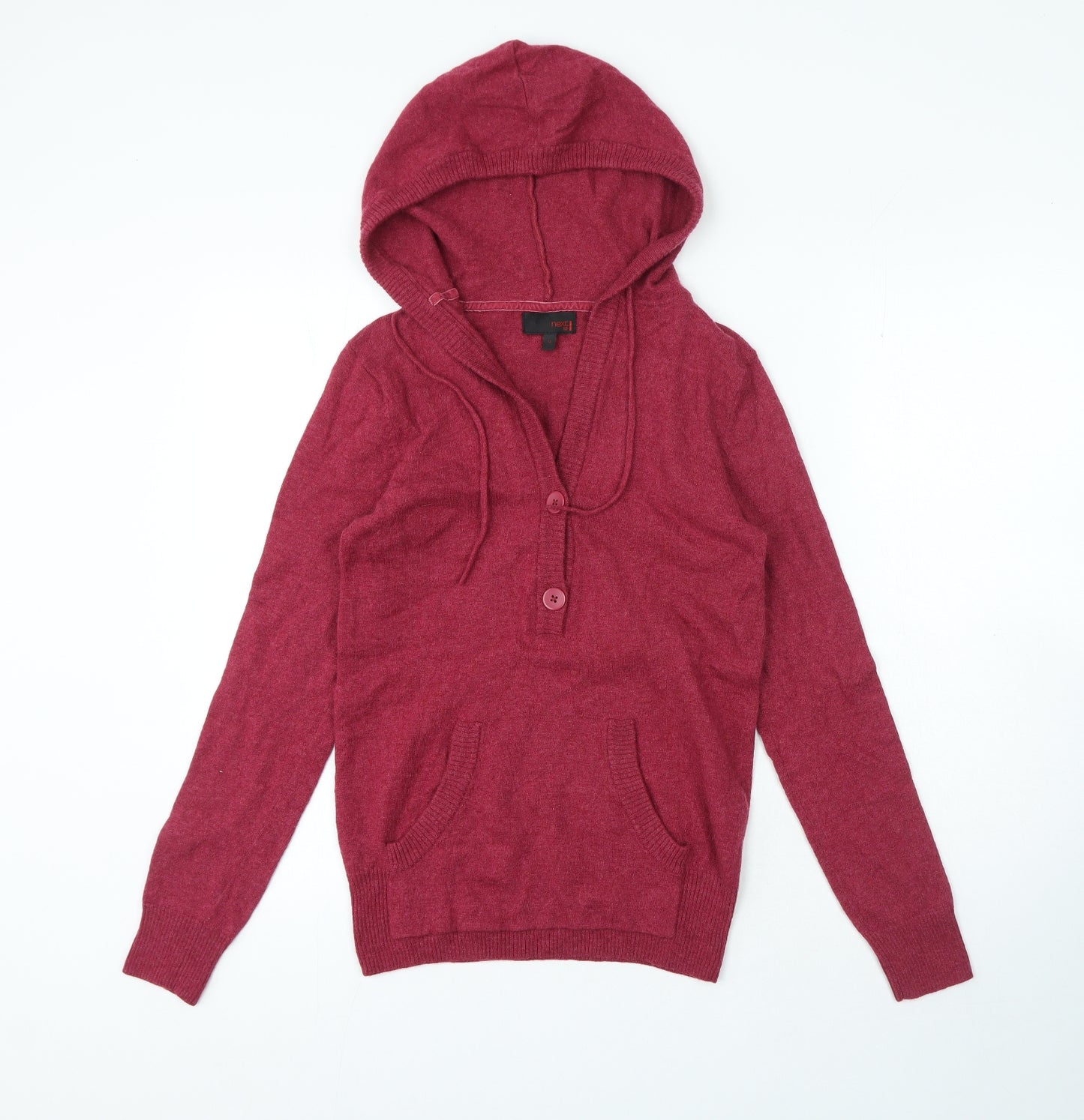 NEXT Womens Pink Wool Pullover Hoodie Size 12 Button