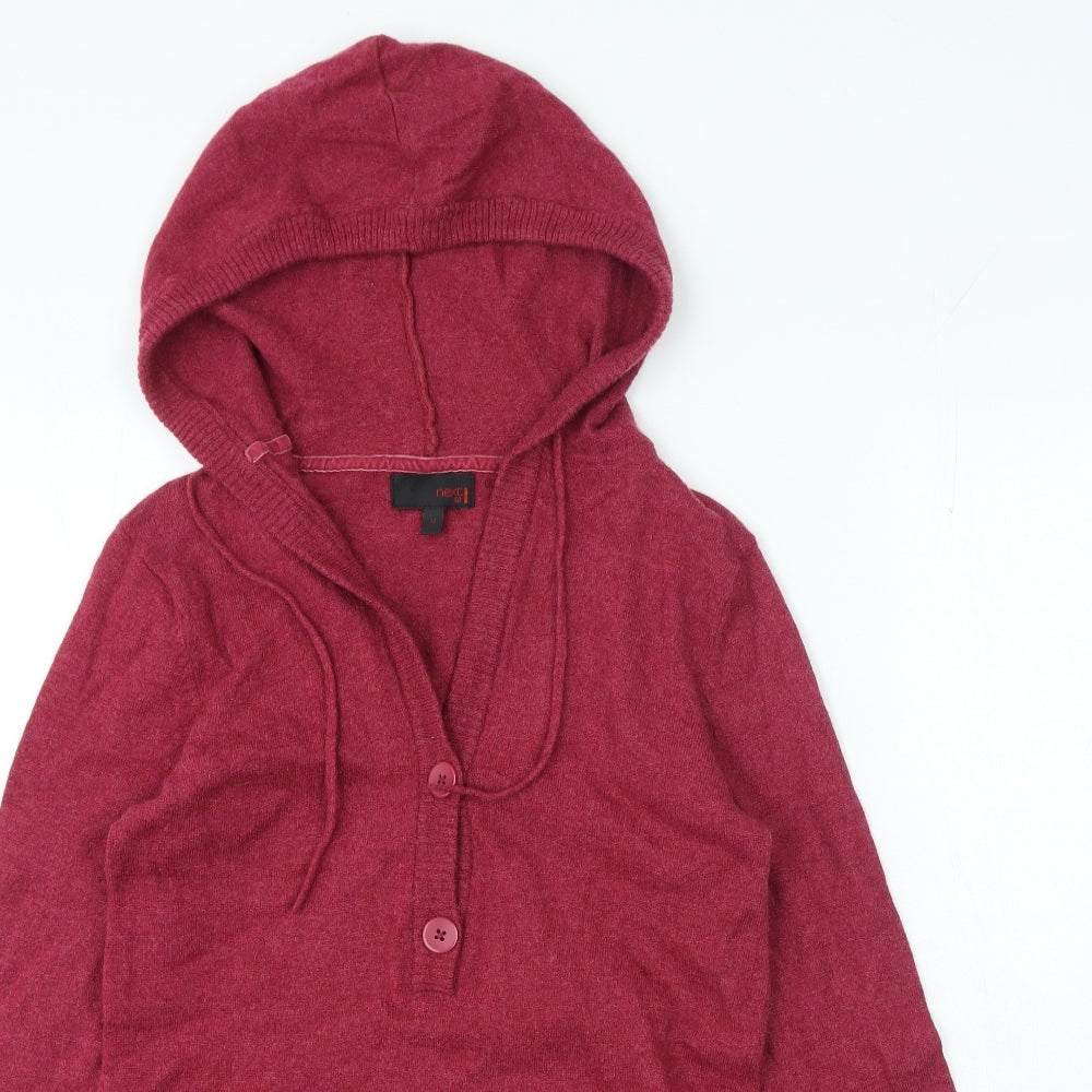 NEXT Womens Pink Wool Pullover Hoodie Size 12 Button