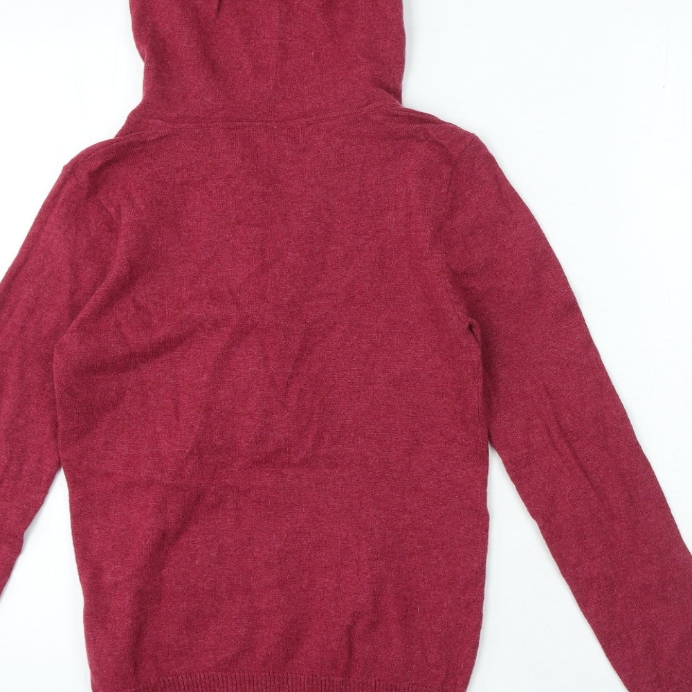 NEXT Womens Pink Wool Pullover Hoodie Size 12 Button