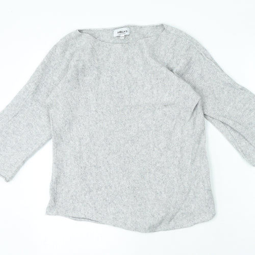 Isabella D Womens Grey Round Neck Wool Pullover Jumper Size S