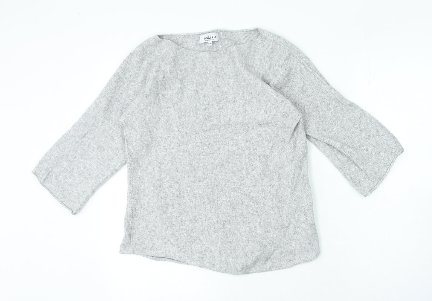 Isabella D Womens Grey Round Neck Wool Pullover Jumper Size S