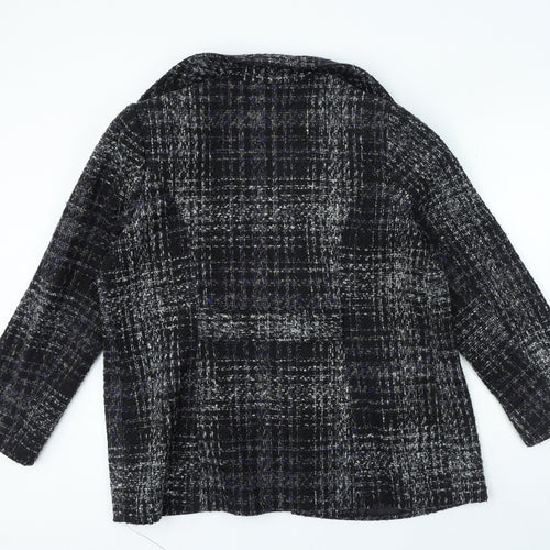 BM Collection Womens Black Plaid Jacket Size 16 Button