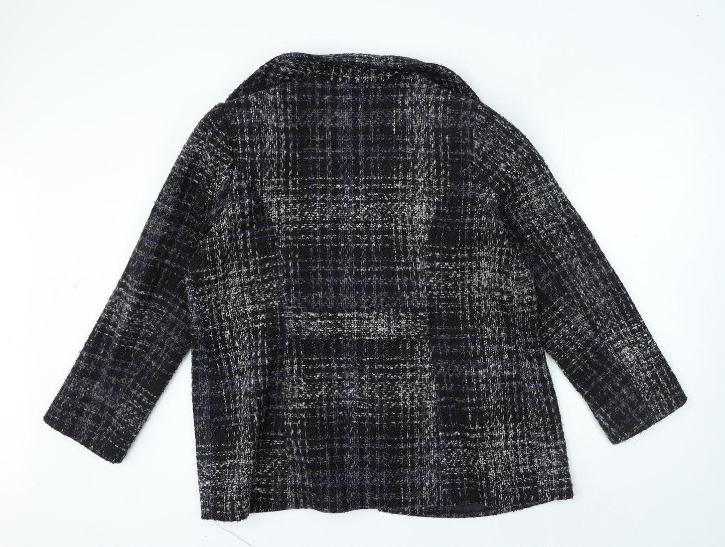 BM Collection Womens Black Plaid Jacket Size 16 Button