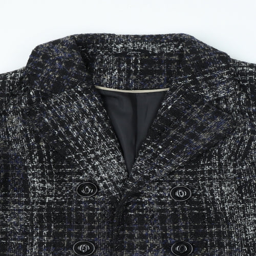 BM Collection Womens Black Plaid Jacket Size 16 Button