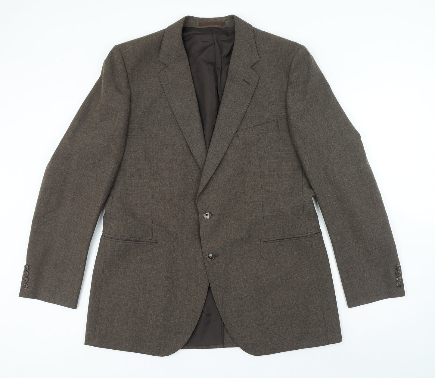 St Micheal Mens Brown Polyester 3 Piece Suit Jacket Size 42