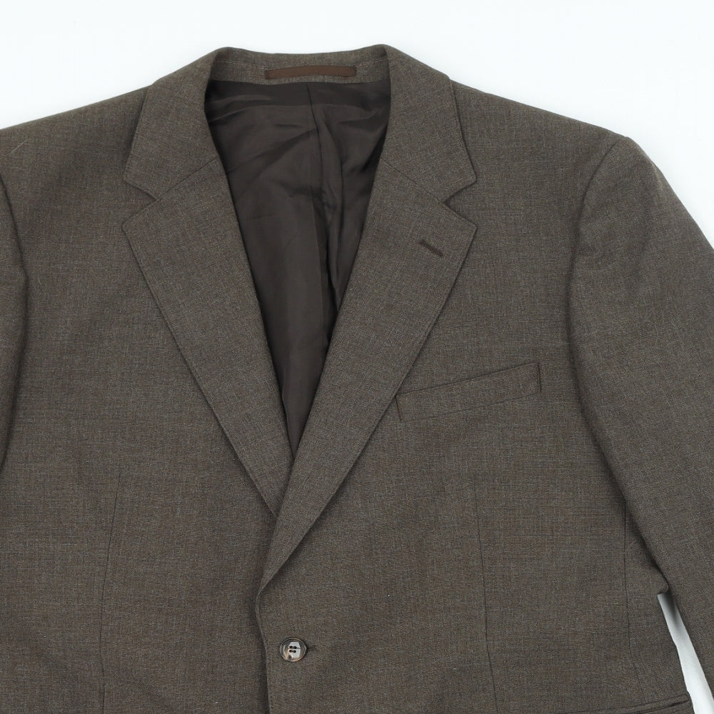 St Micheal Mens Brown Polyester 3 Piece Suit Jacket Size 42