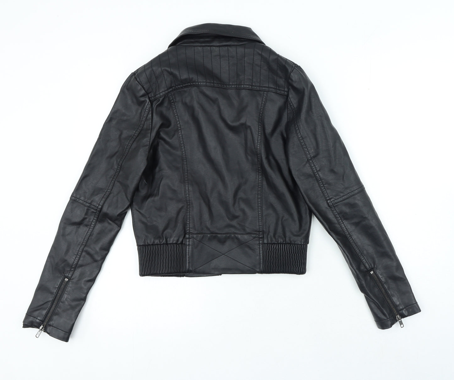 Candy Couture Girls Black Bomber Jacket Jacket Size 14 Years Zip - Faux Leather