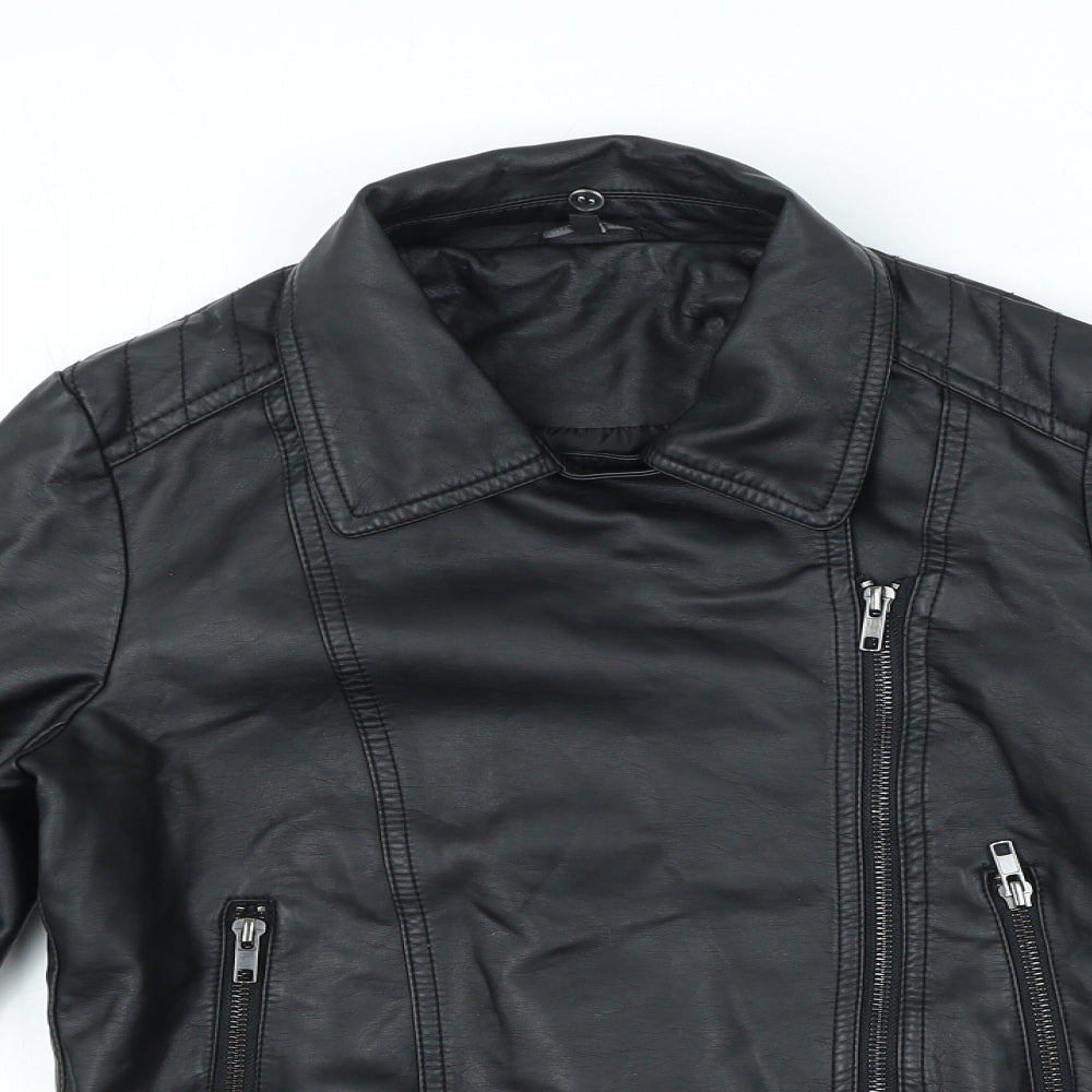 Candy Couture Girls Black Bomber Jacket Jacket Size 14 Years Zip - Faux Leather