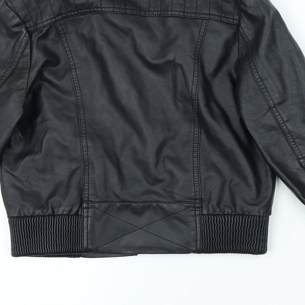 Candy Couture Girls Black Bomber Jacket Jacket Size 14 Years Zip - Faux Leather