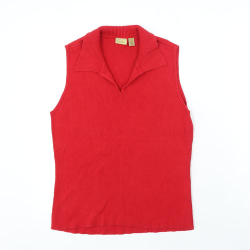 Caslon Womens Red 100% Cotton Basic T-Shirt Size L V-Neck