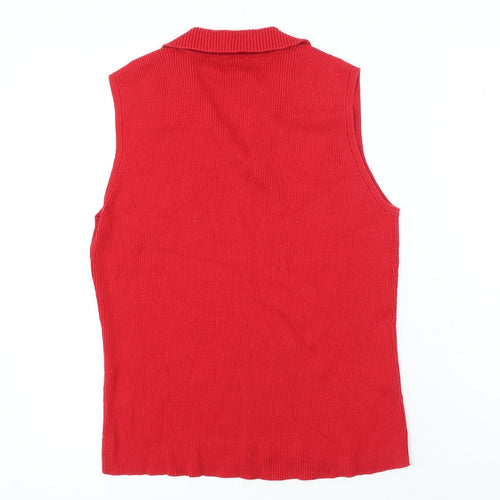 Caslon Womens Red 100% Cotton Basic T-Shirt Size L V-Neck