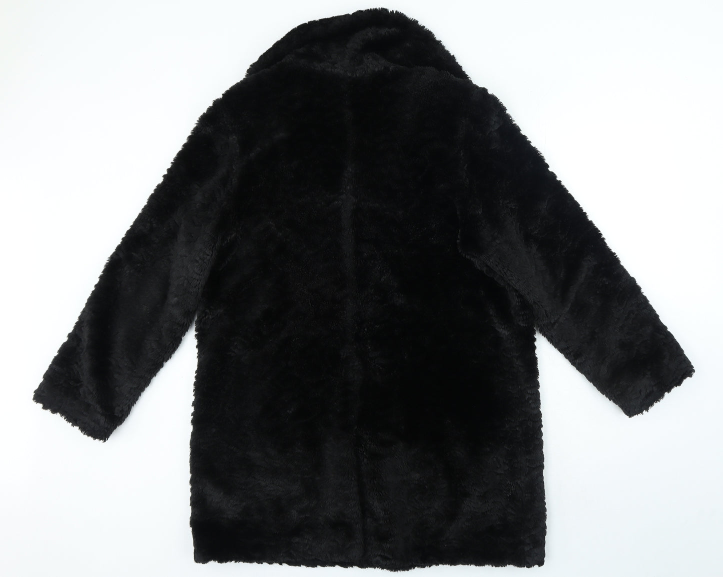 Marks and Spencer Womens Black Jacket Coat Size L Button - Faux Fur