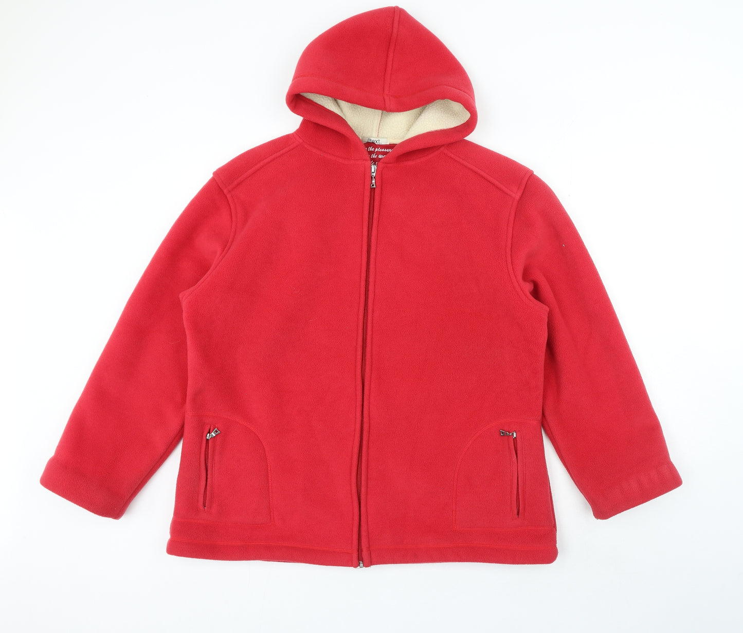 Text... Womens Red Round Neck Polyester Full Zip Jumper Size M - Fleece