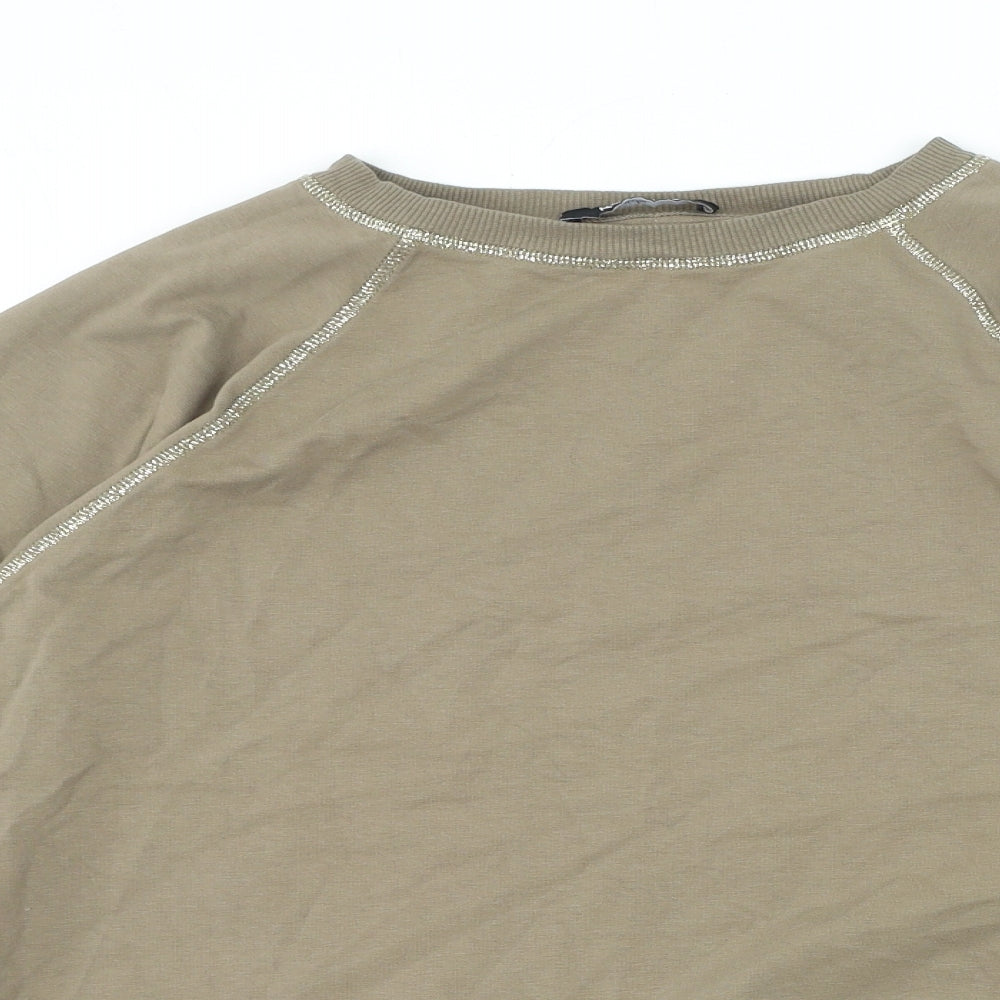 Kaleidoscope Womens Green Cotton Basic T-Shirt Size 14 Crew Neck