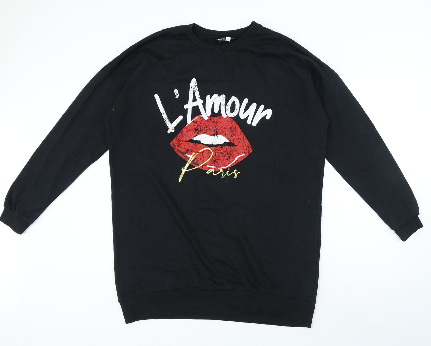 PEP&CO Womens Black Polyester Pullover Sweatshirt Size L - Lips Paris