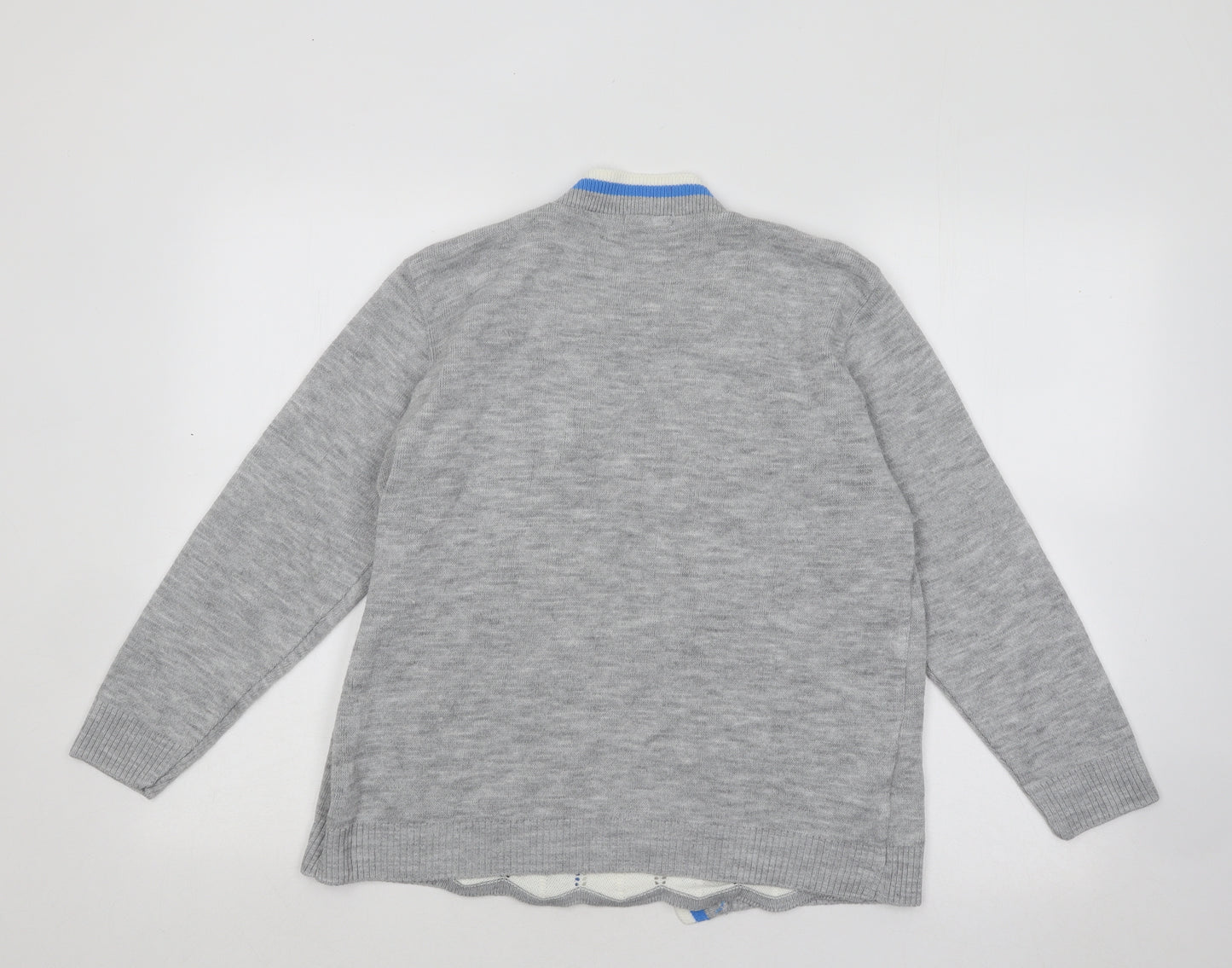 Mia Moda Womens Grey Round Neck Acrylic Pullover Jumper Size L