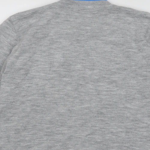 Mia Moda Womens Grey Round Neck Acrylic Pullover Jumper Size L