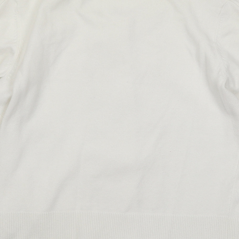 Principles Womens White Round Neck Cotton Cardigan Jumper Size 8
