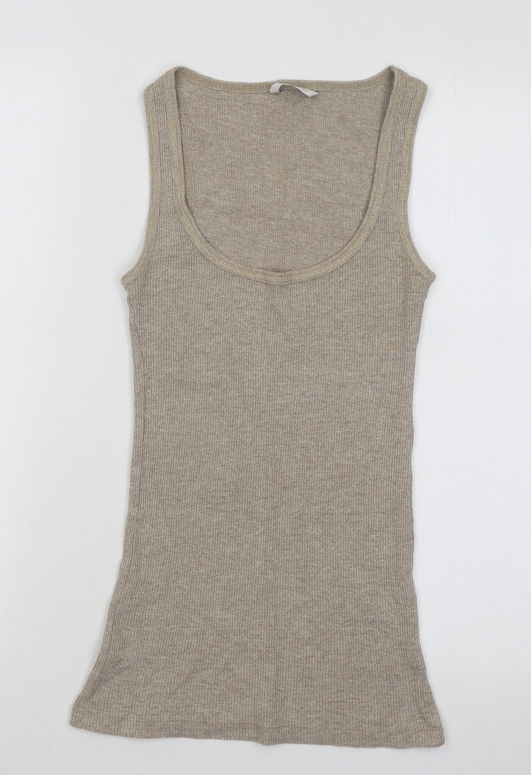 New Look Womens Brown Polyester Basic Tank Size 10 Scoop Neck
