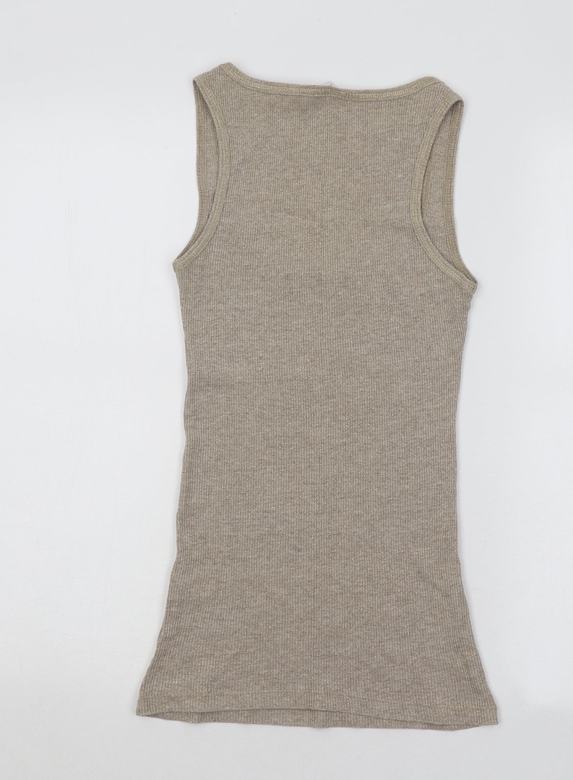 New Look Womens Brown Polyester Basic Tank Size 10 Scoop Neck