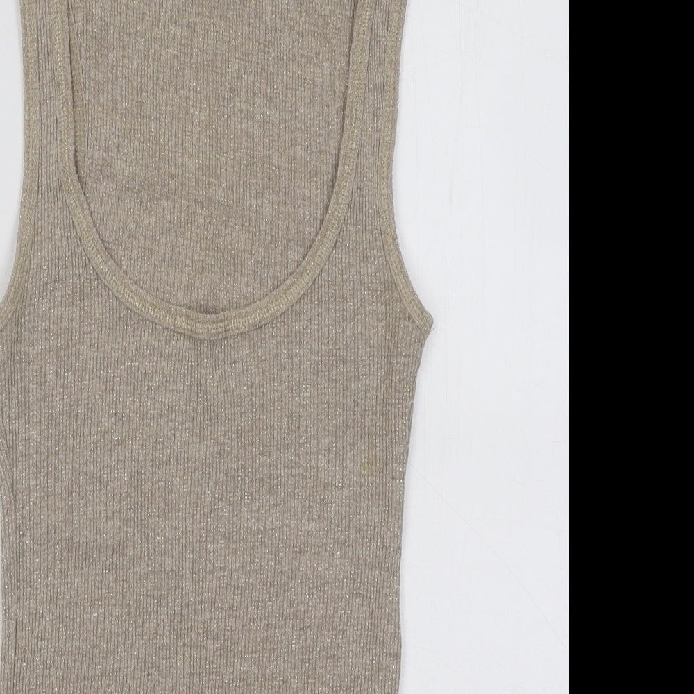 New Look Womens Brown Polyester Basic Tank Size 10 Scoop Neck