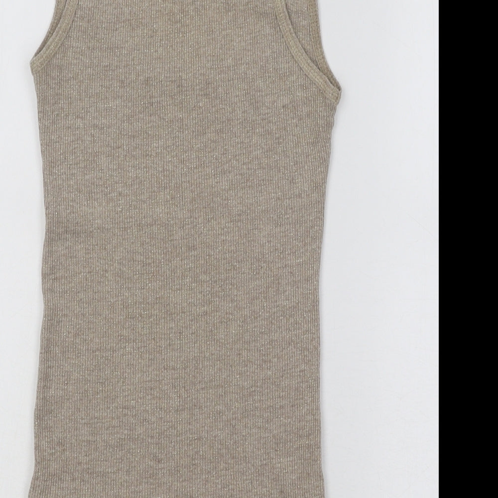 New Look Womens Brown Polyester Basic Tank Size 10 Scoop Neck