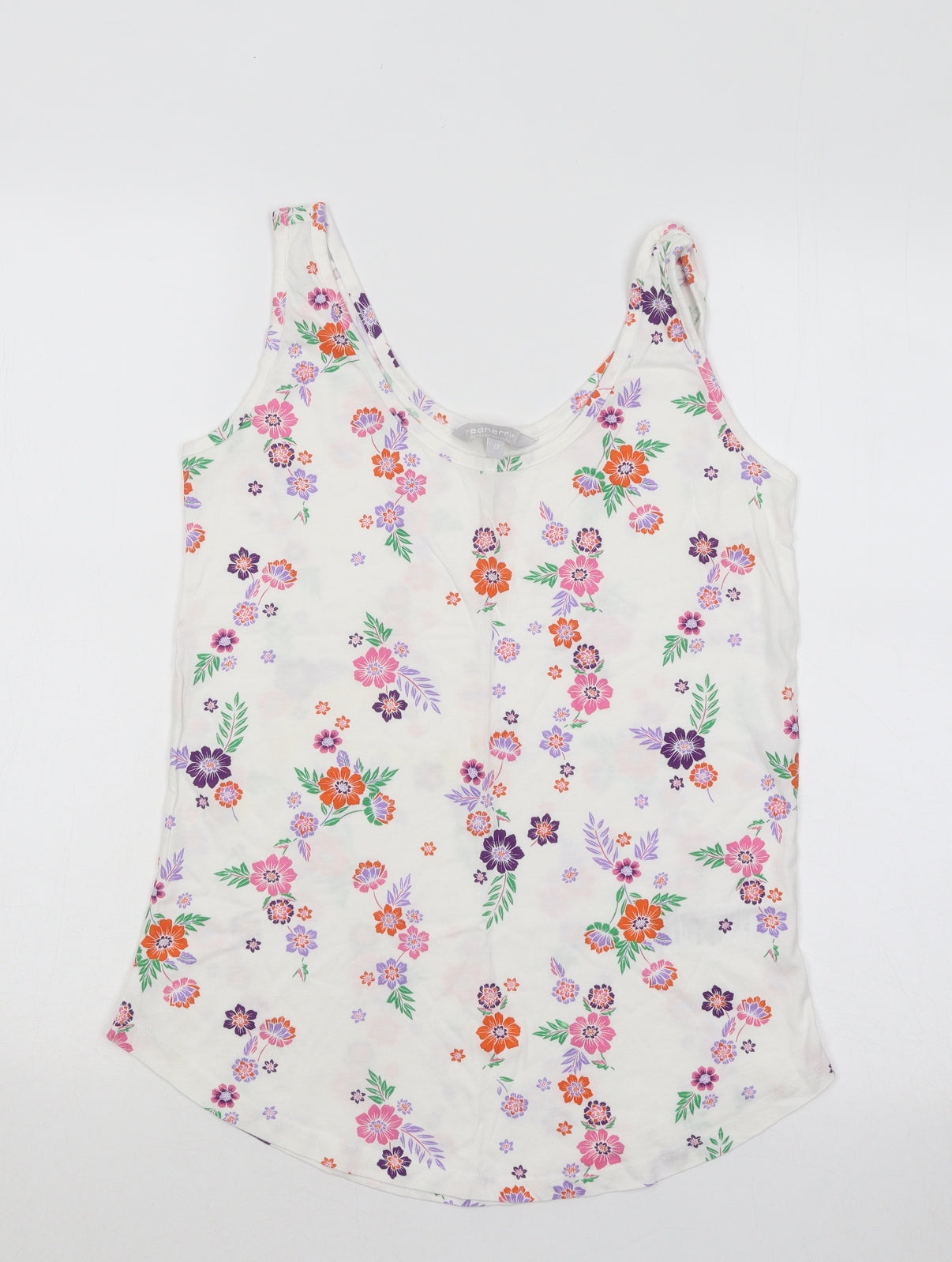 Red Herring Womens Multicoloured Floral Cotton Basic Tank Size 12 Scoop Neck