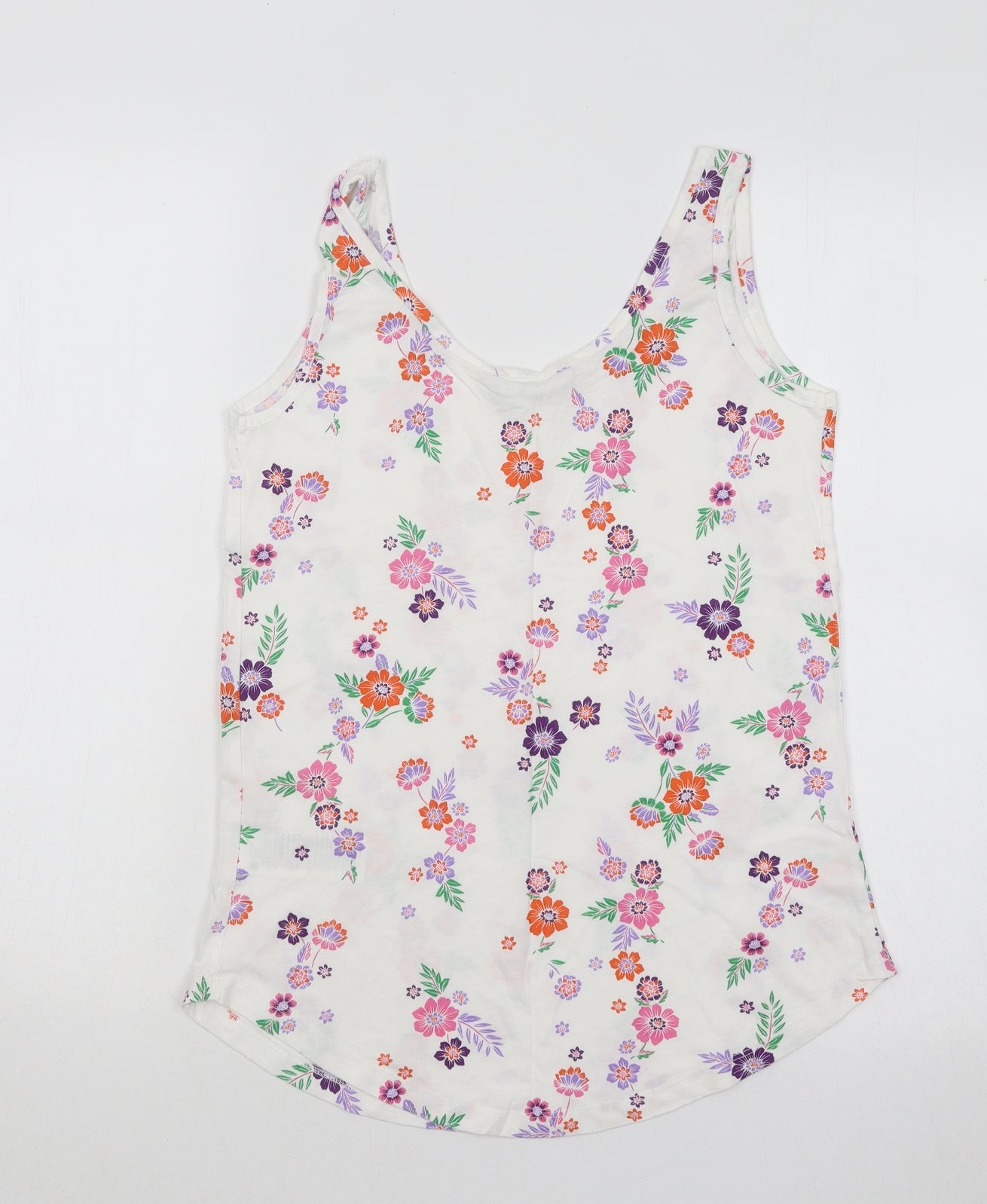 Red Herring Womens Multicoloured Floral Cotton Basic Tank Size 12 Scoop Neck