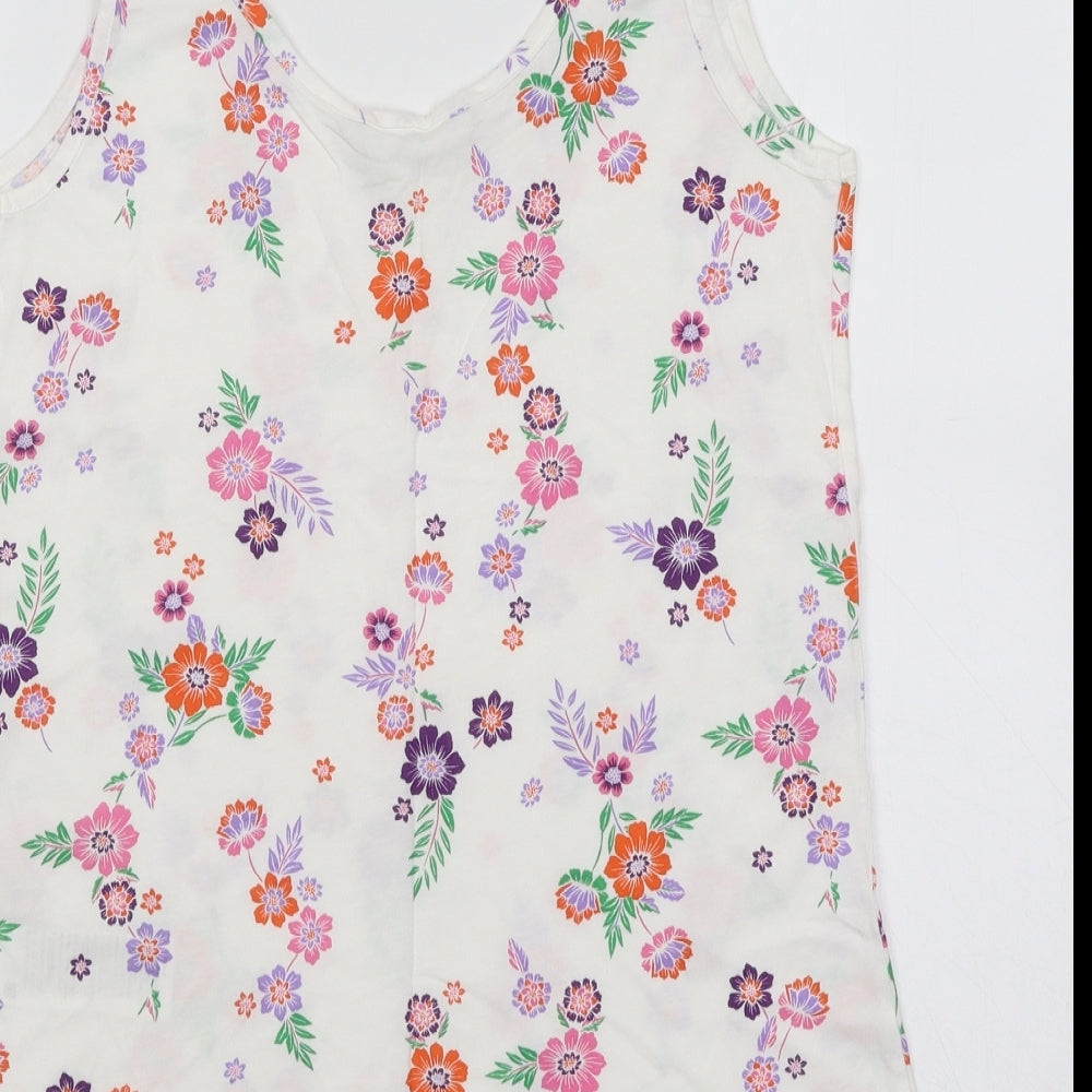 Red Herring Womens Multicoloured Floral Cotton Basic Tank Size 12 Scoop Neck