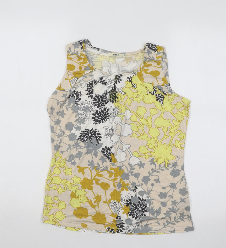 Oasis Womens Multicoloured Floral Viscose Basic Tank Size 8 Scoop Neck