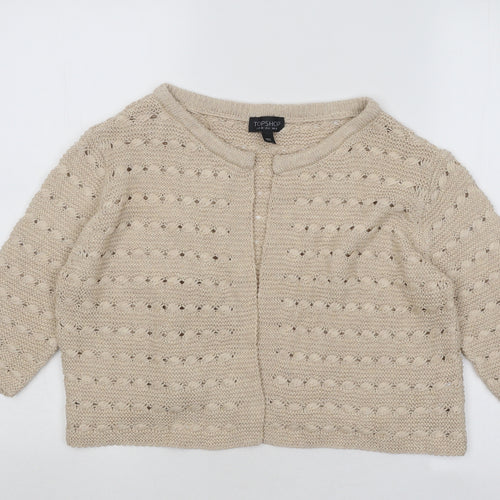 Topshop Womens Beige Round Neck Cotton Cardigan Jumper Size 10