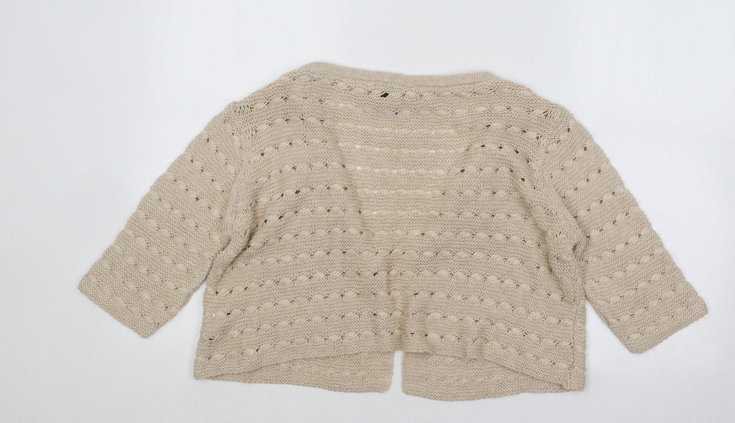 Topshop Womens Beige Round Neck Cotton Cardigan Jumper Size 10