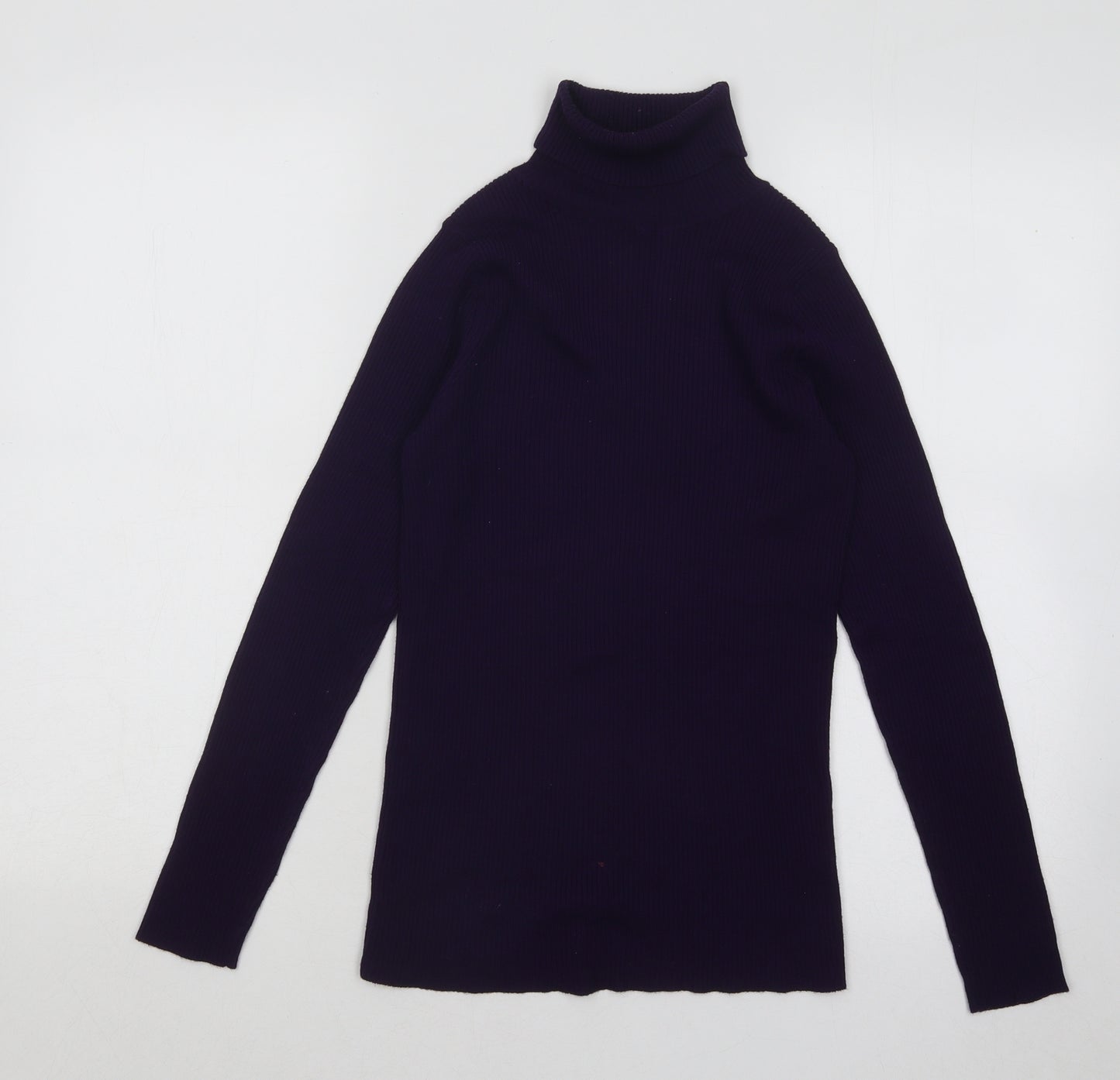 Marks and Spencer Womens Purple Roll Neck Viscose Pullover Jumper Size 10 - Ribbed