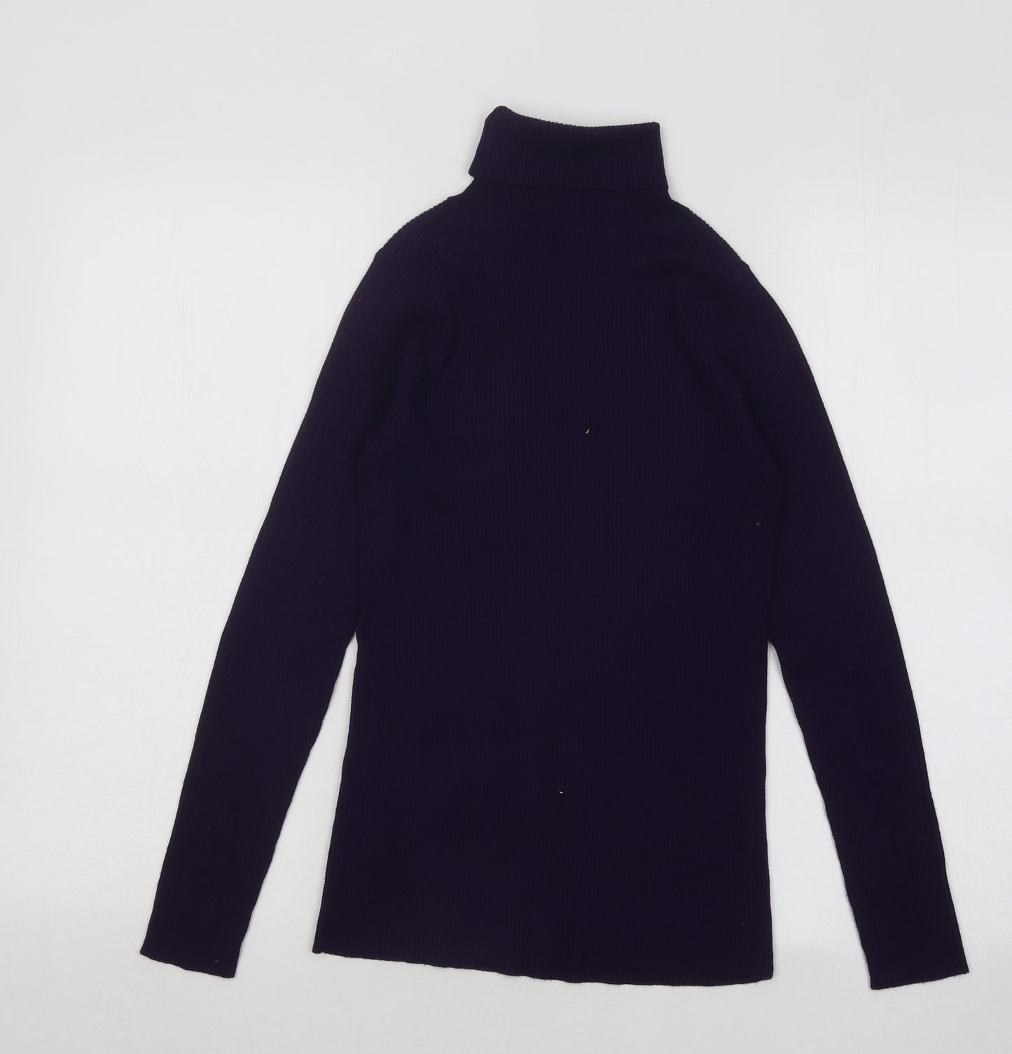 Marks and Spencer Womens Purple Roll Neck Viscose Pullover Jumper Size 10 - Ribbed